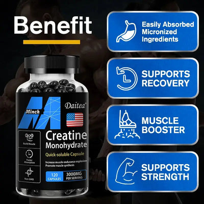 Creatine Monohydrate Capsules – Boost Muscle Strength & Performance, supports recovery, muscle booster, and strength.