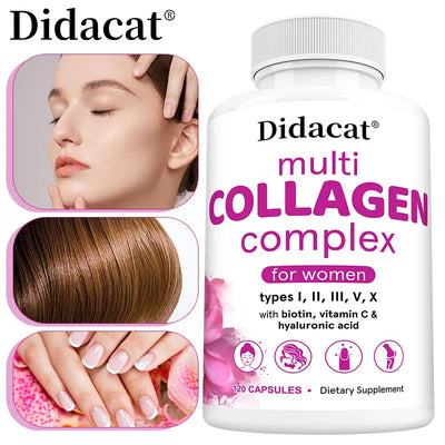 Didacat Multi-Collagen Complex - Biotin, Vitamin C, Hyaluronic Acid for Skin, Nails, Hair, Joints and Cellular Health Amazondiabacai