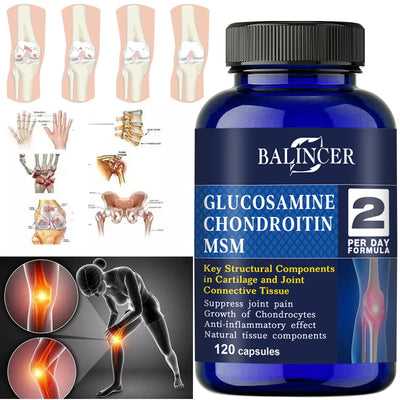 Glucosamine Chondroitin MSM Capsules, for Joint Health, Promotes Bone and Joint Mobility, Dietary Supplement Amazondiabacai