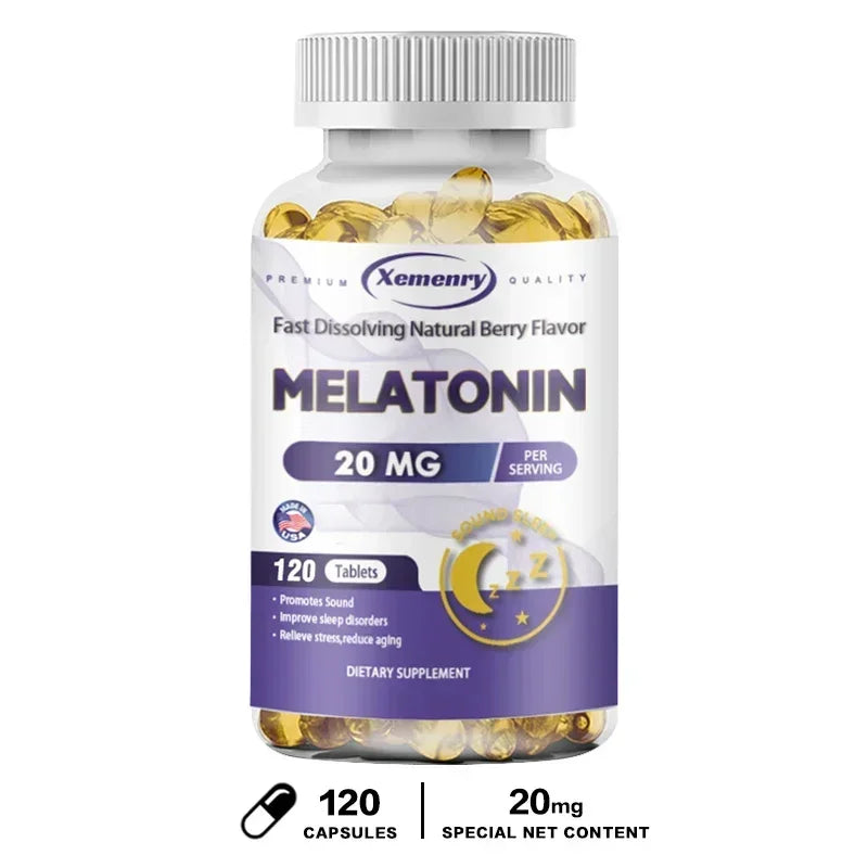 Melatonin Capsules - Supports Nervous System Health, Improves Sleep Quality, Relieves Stress, and Improves Insomnia Amazondiabacai