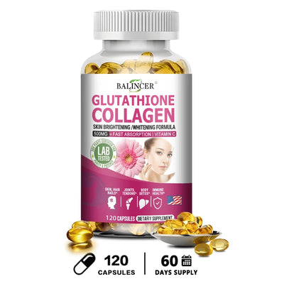 Collagen Capsules,Containing Glutathione,Vitamin C,Help Support Joint Cartilage,Calcium Absorption and Immune System,Skin Health Amazondiabacai