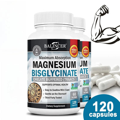 Magnesium Bisglycinate - for Muscle, Nerve, Sleep, Joints, Bones, Immune & Energy - High Absorption, Vegetarian,120 Capsules Amazondiabacai