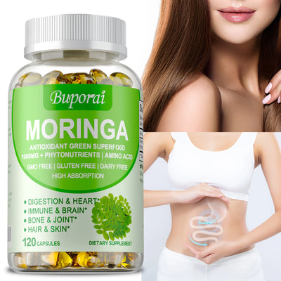 Moringa - Metabolism Natural Anti-inflammatory Fat Burn,Helps Detox,  Immune System Health - 120 Capsules Amazondiabacai