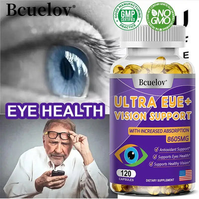 Advanced Eye Vitamin Supplement for Macular Health & Dry Eyes - Eye health support bottle with capsules