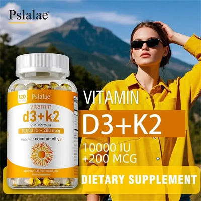 Vitamin D3+K2 Supplement - Supports Heart, Bone and Immune Health, Improves Absorption, Energy Production, and Boosts Immunity