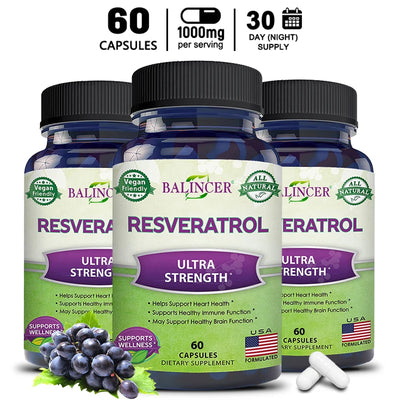 Resveratrol Supplements - Supports Cellular Health, Promotes Skin Radiance,Anti-aging,120 Capsules Amazondiabacai