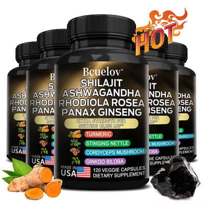 Shilajit Resin Himalaya Capsules - 15250 mg - Combination of Ashwagandha, Ginseng, Cordyceps, Ginkgo, Turmeric Amazondiabacai