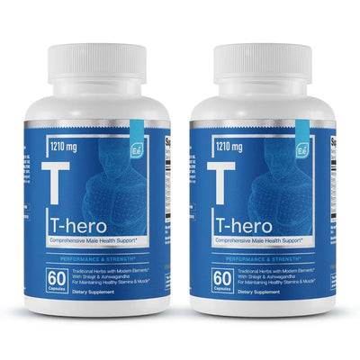 Men's Health Supplement - Muscle Support & T-Health with DIM, Ashwagandha, Shilajit & More | T-Hero 60 Veggie Caps Amazondiabacai