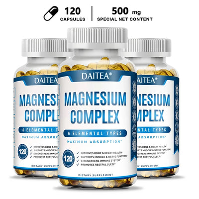 Magnesium Complex Capsules - Bone, Muscle and Heart Health, Sleep Support, Promote Muscle and Nerve Health, Nutrient Metabolism Amazondiabacai