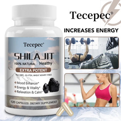 Shilajit 400mg, Natural Fulvic Acid, Supports Energy and Vitality, Promotes Relaxation and Calmness, Non-GMO Amazondiabacai