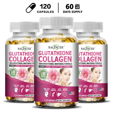 Glutathione Collagen - Whitening and Brightening, Support Skin, Hair and Nail Health, Promote Detoxification and Immune Health Amazondiabacai