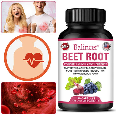 Beetroot Capsules Organic Beetroot Powder Extract + Black Pepper Nitric Oxide Production Blood Circulation Blood Pressure Health Amazondiabacai