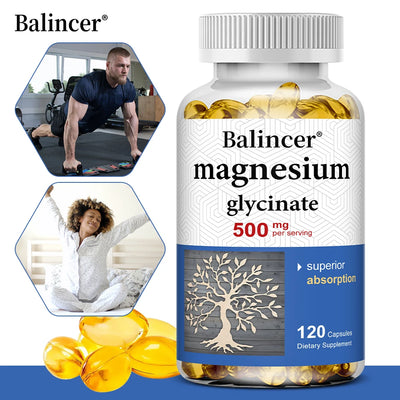 Magnesium Glycinate 500 Mg - 30/60/120 Capsules, High Absorption, Dietary Supplement for Sleep, Heart & Muscles Health, NON-GMO Amazondiabacai