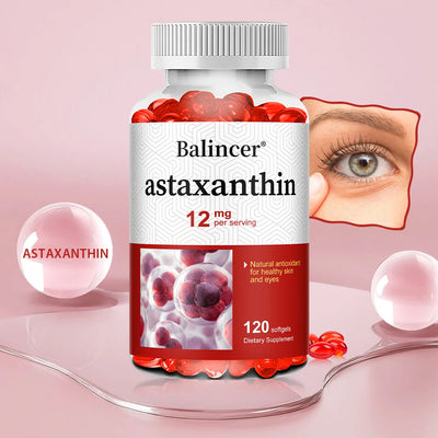 Natural Astaxanthin 12 Mg - Supports Eye, Skin, Joint, Heart and Immune Health, Antioxidant, Non-GMO, 120 Capsules bottle