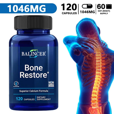 Bone Restoration Supplement with Vitamin D3 and Premium Calcium-Silica Formula to Support Bone and Joint Health, 120 Capsules Amazondiabacai