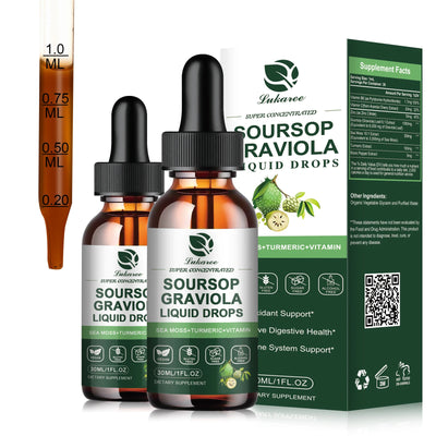 30ML Soursop Graviola Extract Drops Support Immunity and Digestion ,Metabolism Health, Detox and Antioxidation Gluten-Free - Amazondiabacai 