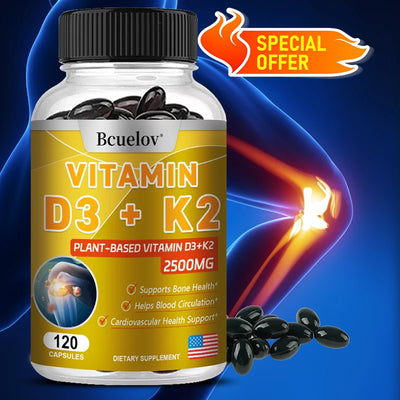 Vitamin D3 + K2 MK-7 Supplement - Supports Immune Function,