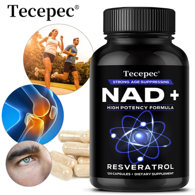 NAD+ Supplements, Supplements with Quercetin + Resveratrol - Supports Cell Health, Muscle, Brain, Vision and Heart Health bottle design