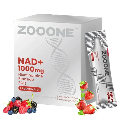 NAD+ Berry Flavored Drink Mix for Anti-Aging, Energy & Focus - 30 Packets Amazondiabacai