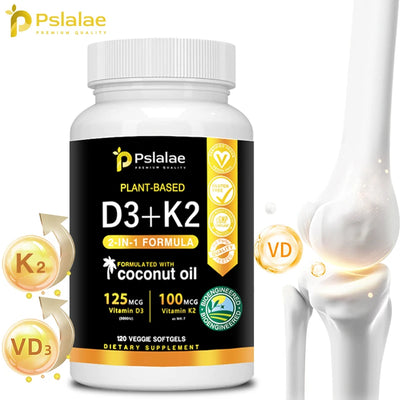 Vitamin D3 + K2 Capsules - Strong Bones, Promote Brain Health, Maintain Cardiovascular Health, Enhances Immune System Amazondiabacai