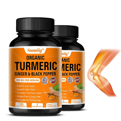 Organic Turmeric Supplement, 1500 Mg with Black Pepper Extract To Support Joint and Cellular Defense, Heart Health and Digestion Amazondiabacai