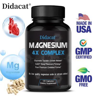 4X Magnesium Capsules - Sleep Calm Relaxation, Heart, Muscle, Joint Health - Non-GMO Amazondiabacai
