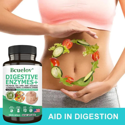 Digestive Enzyme Supplement - 3 Prebiotics, 12 Probiotics, 10 Billion CFU - Digestion, Nutrient Absorption, Colon Detoxification Amazondiabacai