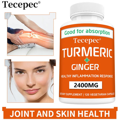 Organic Turmeric + Ginger High Strength 2400mg - with Black Pepper, Ginger & Active Curcumin - Healthy Joint Support Amazondiabacai