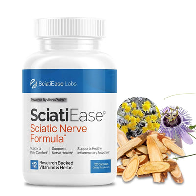 Sciatic Ease Nerve Formula - R-Alpha Lipoic Acid, Palmitoylethanolamide,Nervous Health, Antioxidant, Benfotiamine - 120 Capsules Amazondiabacai