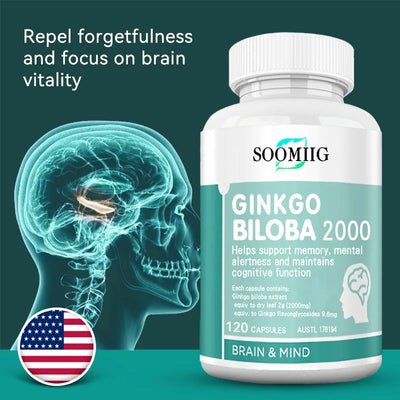 Ginkgo Biloba Brain Supplement, Supports Memory, Mental Alertness and Cognitive Function, 120 Capsules Amazondiabacai