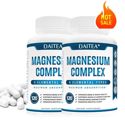 High Absorption Magnesium Complex Capsules - Dietary Supplement for improved bone health and muscle relaxation.