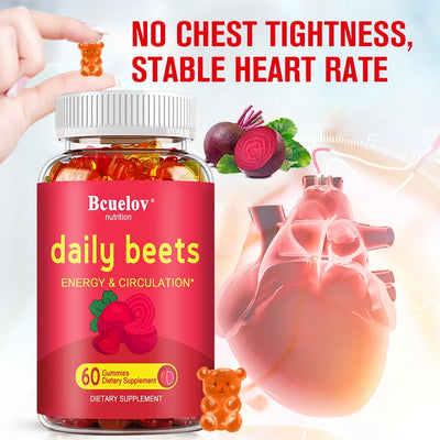 Beetroot Gummies - with Grapeseed and Anthocyanins - Energy, Circulation and Heart Health, Blood Pressure Support, Antioxidants Amazondiabacai