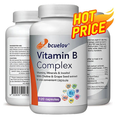 Vitamin B Complex - Contains Vitamins B1, B2, B3, B5, B6, B12 - Nervous System Support, Immune System, Energy Boost Amazondiabacai