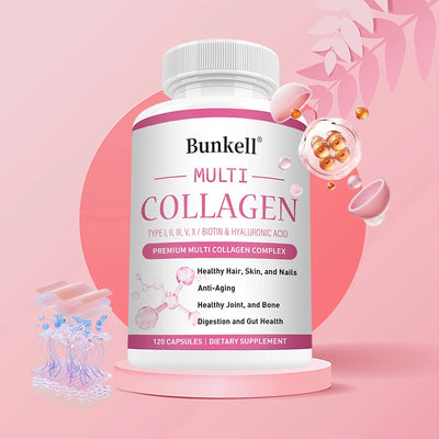 Collagen Complex with Hyaluronic Acid, Biotin - Hydrolyzed Collagen Types I, II, III, V, X; Hair, Skin, Nails, Joint Support Amazondiabacai