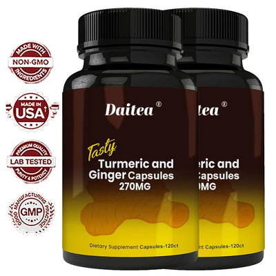 Daitea Turmeric and Ginger Supplement 270mg - Joint Health Support - Strong Bones - Enhanced Bone Density Amazondiabacai