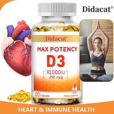Vitamin D3 10,000 IU - Strong Bones, Heart, Immune Support - Non-GMO, Gluten-Free Supplement Amazondiabacai