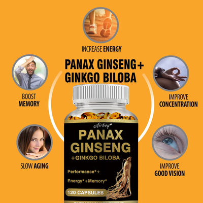 Panax Ginseng + Ginkgo Biloba - Improves Memory and Mental Performance,Immune Support, Maintain Overall Health Amazondiabacai