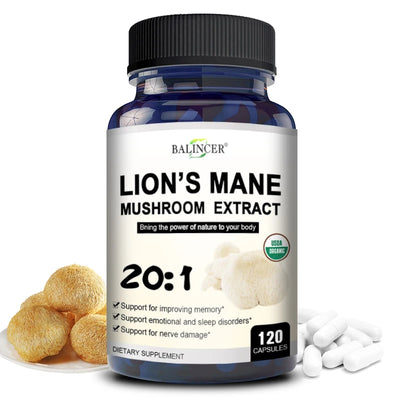 Balincer Lion's Mane Mushroom Extract Supplement for Mood and Sleep Health, Non-GMO, Gluten-free Amazondiabacai