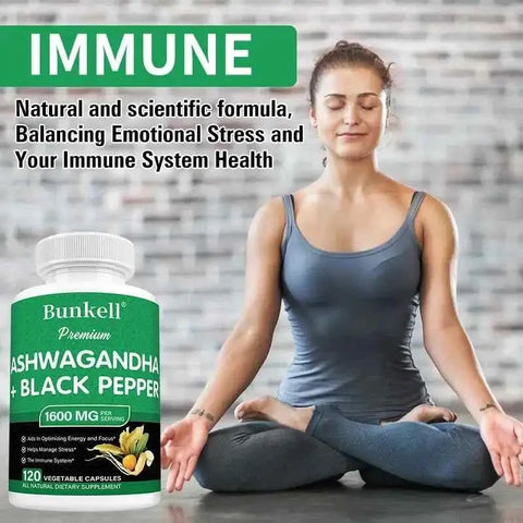 Ashwagandha with Black PeppernutriamazonianutriamazoniaAshwagandha with Black Pepper: Stress Relief &amp; Focus
Introduction
A unisex daily supplement that blends organic ashwagandha with black pepper to support stress rAshwagandha - Stress Relief and Focus Bunkell Premium