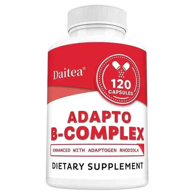 Daitea Adapto B-Complex dietary supplement bottle with 120 capsules for adult energy support and stress resilience